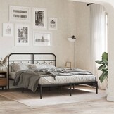 Zwart Metalen Bedframe met Hoofdbord - 150x200 cm (52% Korting)