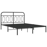 Zwart Metalen Bedframe met Hoofdbord - 150x200 cm (52% Korting)