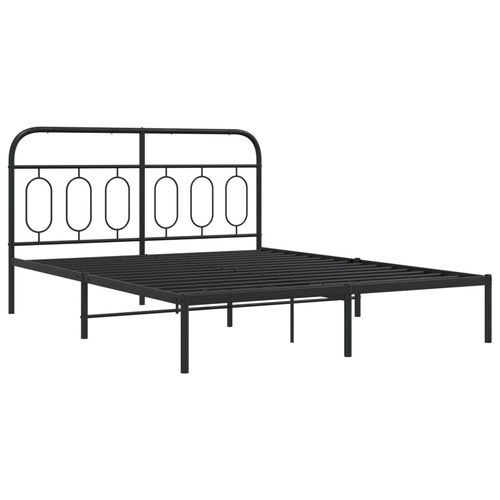 Zwart Metalen Bedframe met Hoofdbord - 150x200 cm (52% Korting)