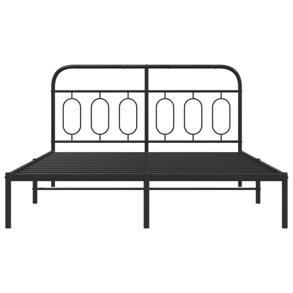 Zwart Metalen Bedframe met Hoofdbord - 150x200 cm (52% Korting)
