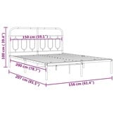 Zwart Metalen Bedframe met Hoofdbord - 150x200 cm (52% Korting)