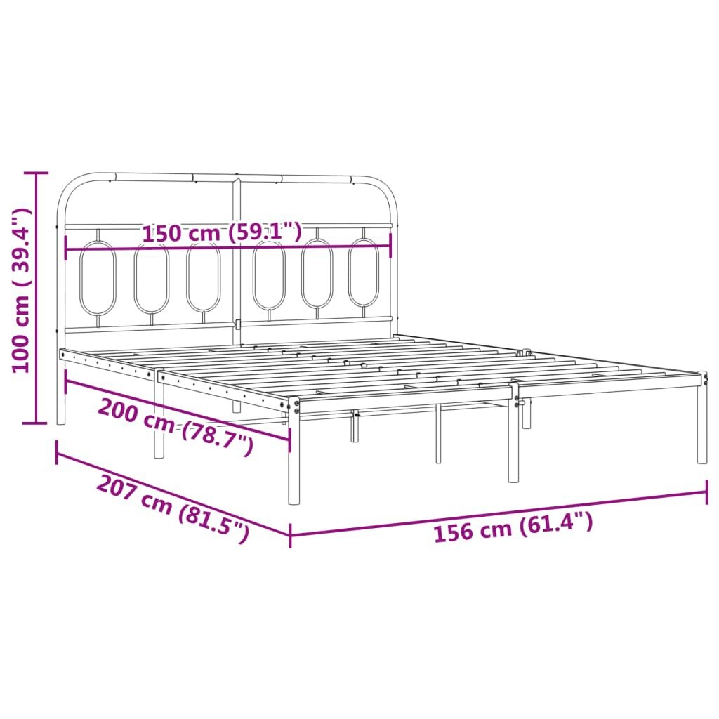Zwart Metalen Bedframe met Hoofdbord - 150x200 cm (52% Korting)