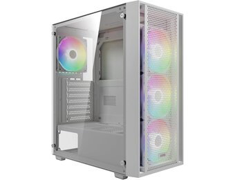 GAMDIAS AURA GC2 ELITE WH A PC Behuizing Mid Tower Wit met Gehard Glas en 4x 120mm ARGB Fans