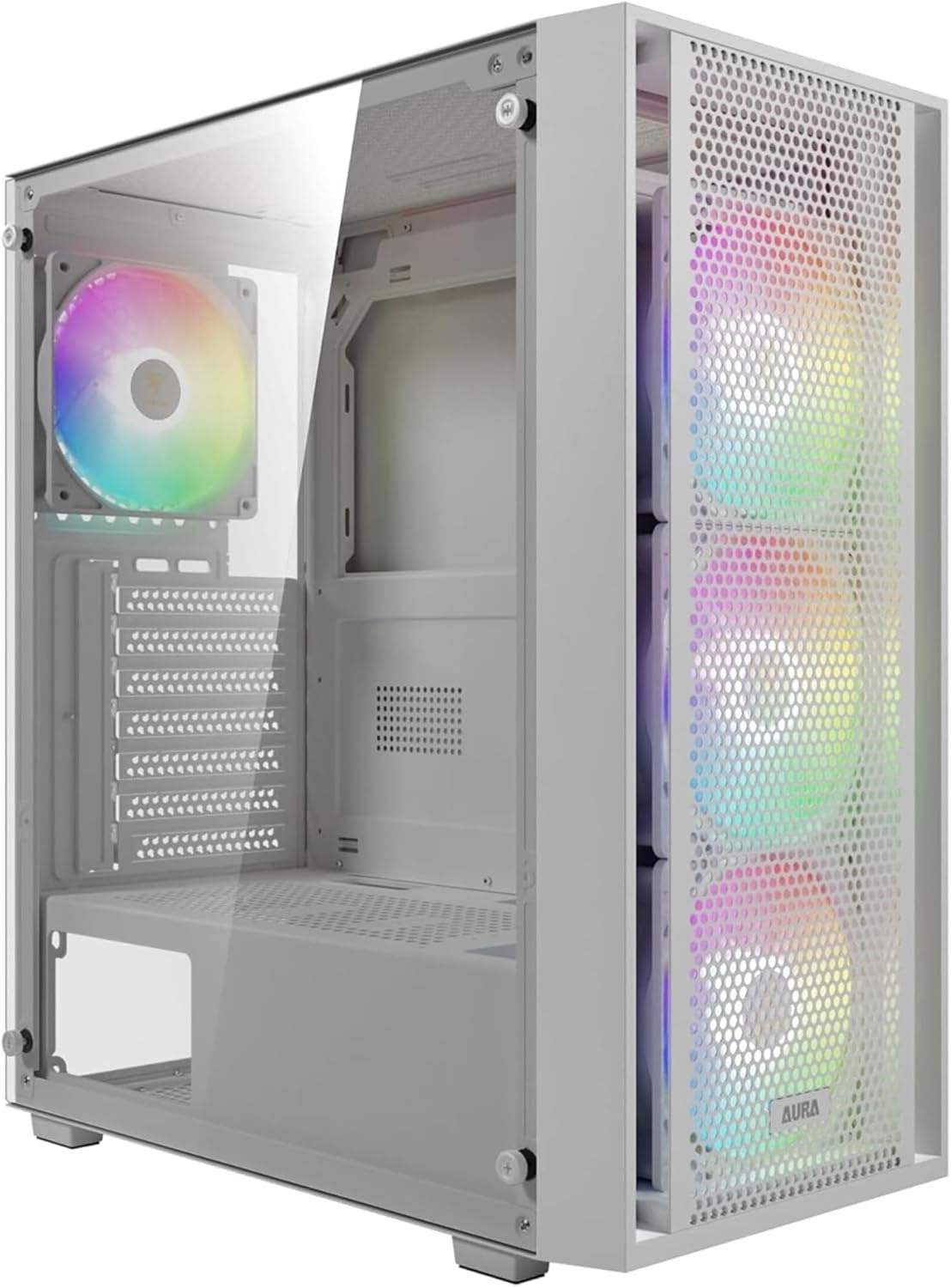 GAMDIAS AURA GC2 ELITE WH A PC Behuizing Mid Tower Wit met Gehard Glas en 4x 120mm ARGB Fans