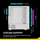 GAMDIAS AURA GC2 ELITE WH A PC Behuizing Mid Tower Wit met Gehard Glas en 4x 120mm ARGB Fans