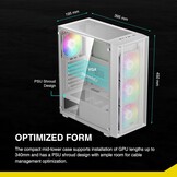 GAMDIAS AURA GC2 ELITE WH A PC Behuizing Mid Tower Wit met Gehard Glas en 4x 120mm ARGB Fans
