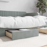 vidaXL Bedlades Set 2x, Lichtgrijs Fluweel & Hout - 82% Korting