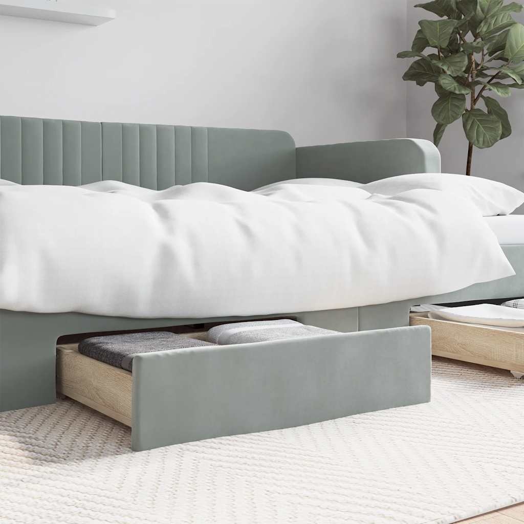 vidaXL Bedlades Set 2x, Lichtgrijs Fluweel & Hout - 82% Korting