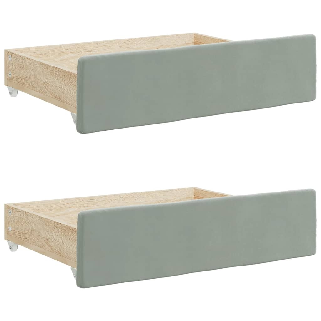 vidaXL Bedlades Set 2x, Lichtgrijs Fluweel & Hout - 82% Korting
