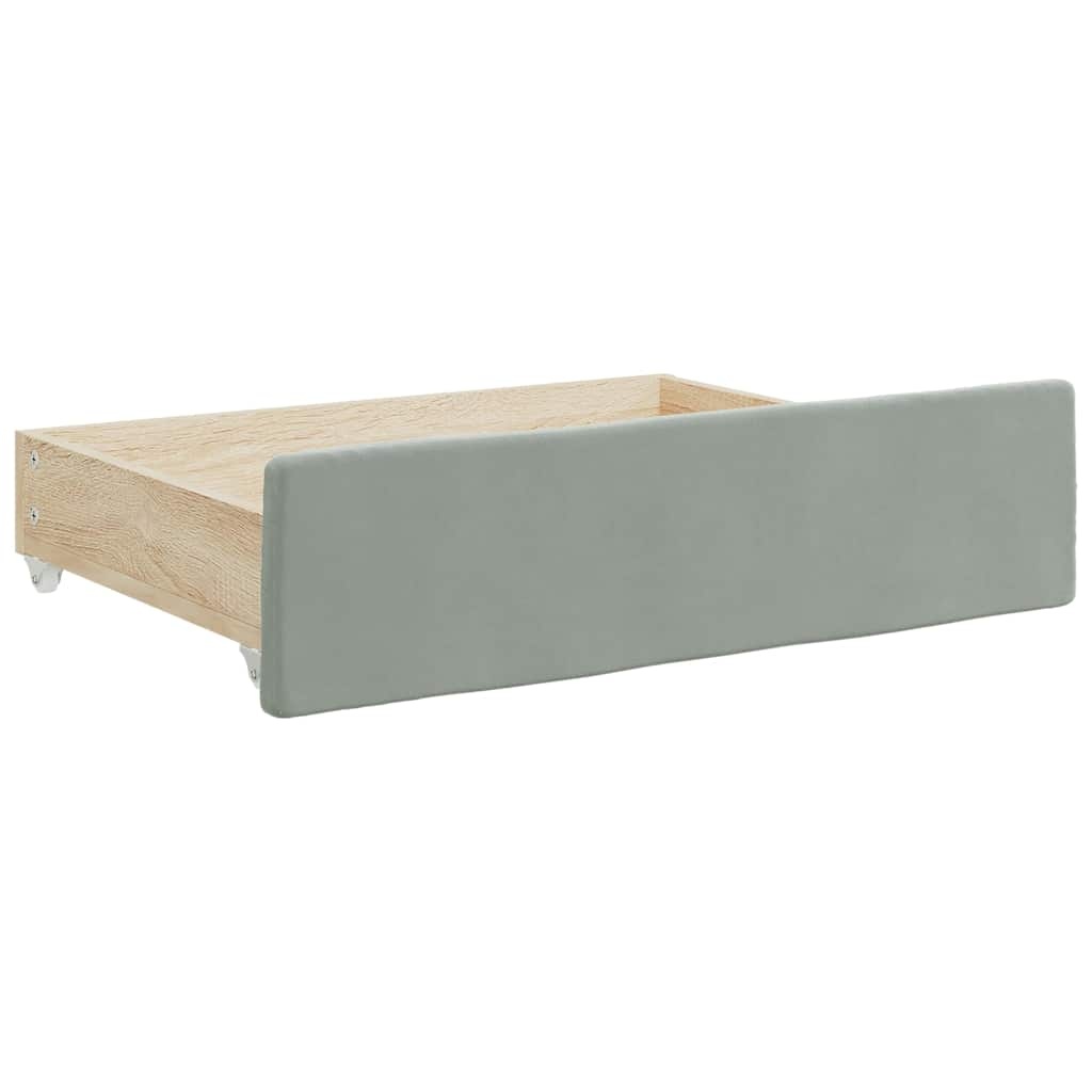 vidaXL Bedlades Set 2x, Lichtgrijs Fluweel & Hout - 82% Korting