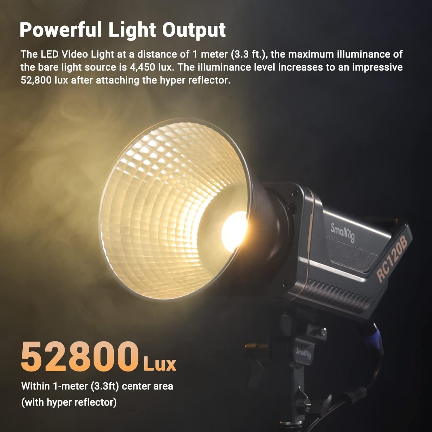 SMALLRIG RC120B 120W COB Bi-Color Video Light, 2700K-6500K 52800Lux Continuous Video Light met 9 Lichteffecten, CRI 95+ Bowens Montage Lamp met 2 Voedings Methoden SmallGoGo App Bediening - 3615