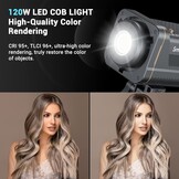 SMALLRIG RC120B 120W COB Bi-Color Video Light, 2700K-6500K 52800Lux Continuous Video Light met 9 Lichteffecten, CRI 95+ Bowens Montage Lamp met 2 Voedings Methoden SmallGoGo App Bediening - 3615