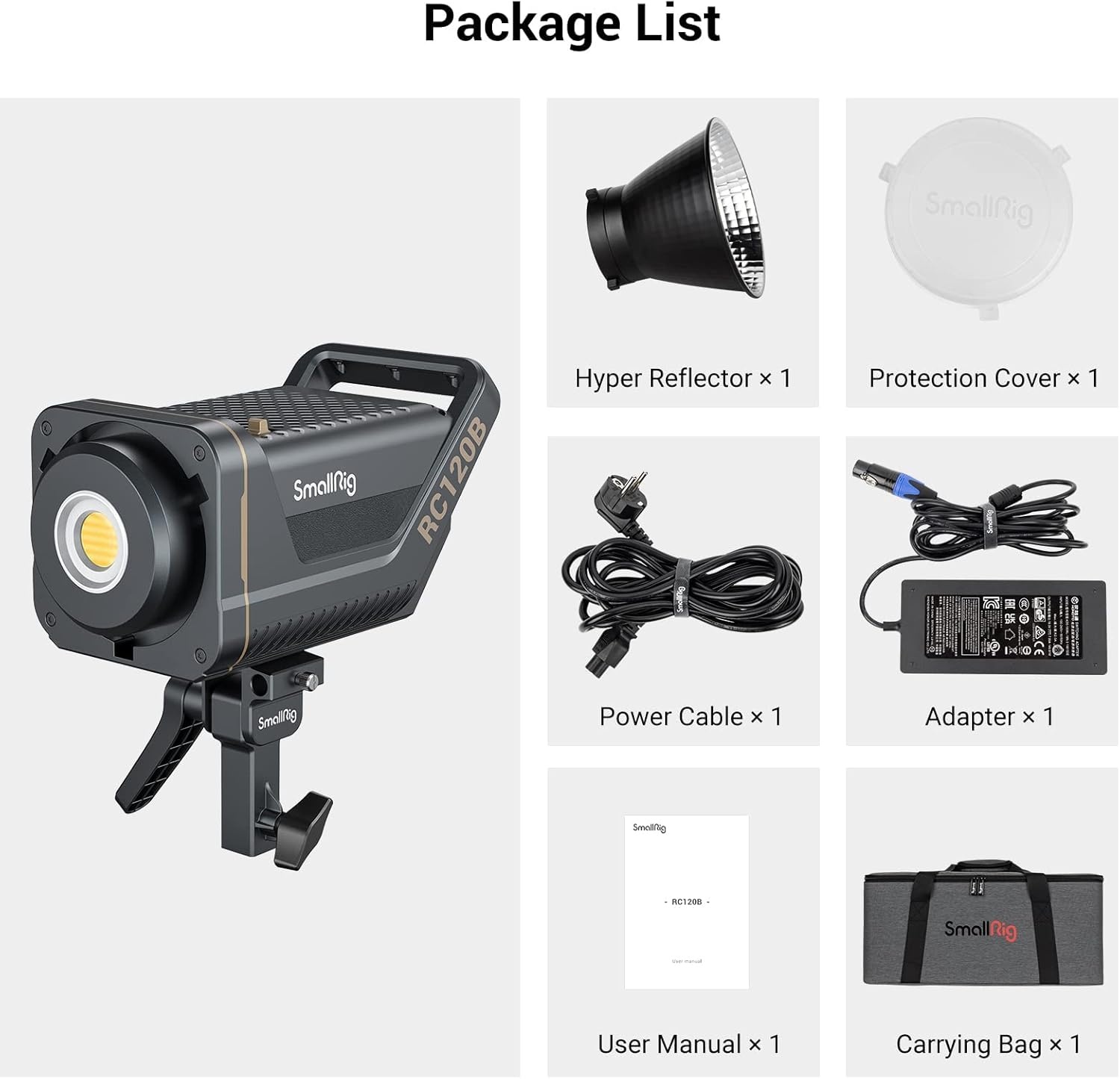 SMALLRIG RC120B 120W COB Bi-Color Video Light, 2700K-6500K 52800Lux Continuous Video Light met 9 Lichteffecten, CRI 95+ Bowens Montage Lamp met 2 Voedings Methoden SmallGoGo App Bediening - 3615