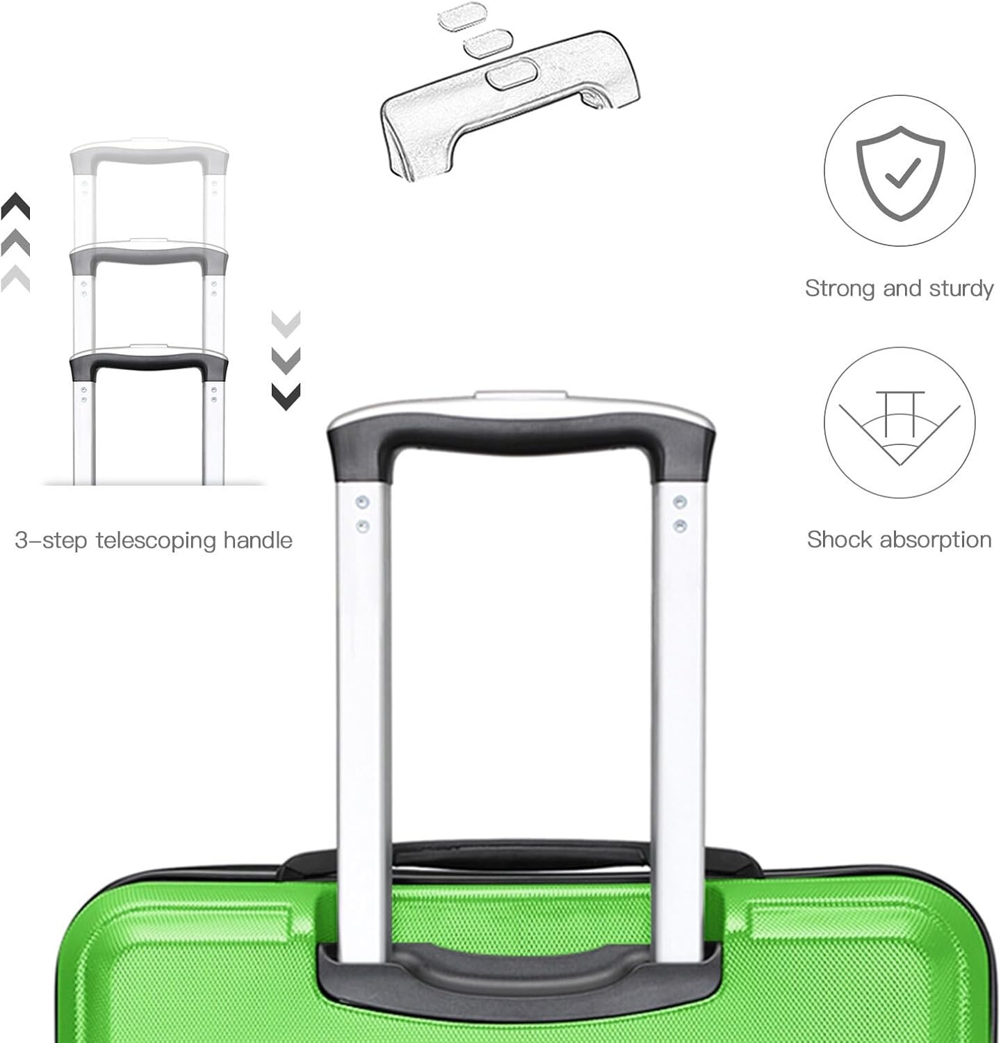KONO Handbagage Koffer 55cm Apfelgrün met TSA-slot en zwenkwielen