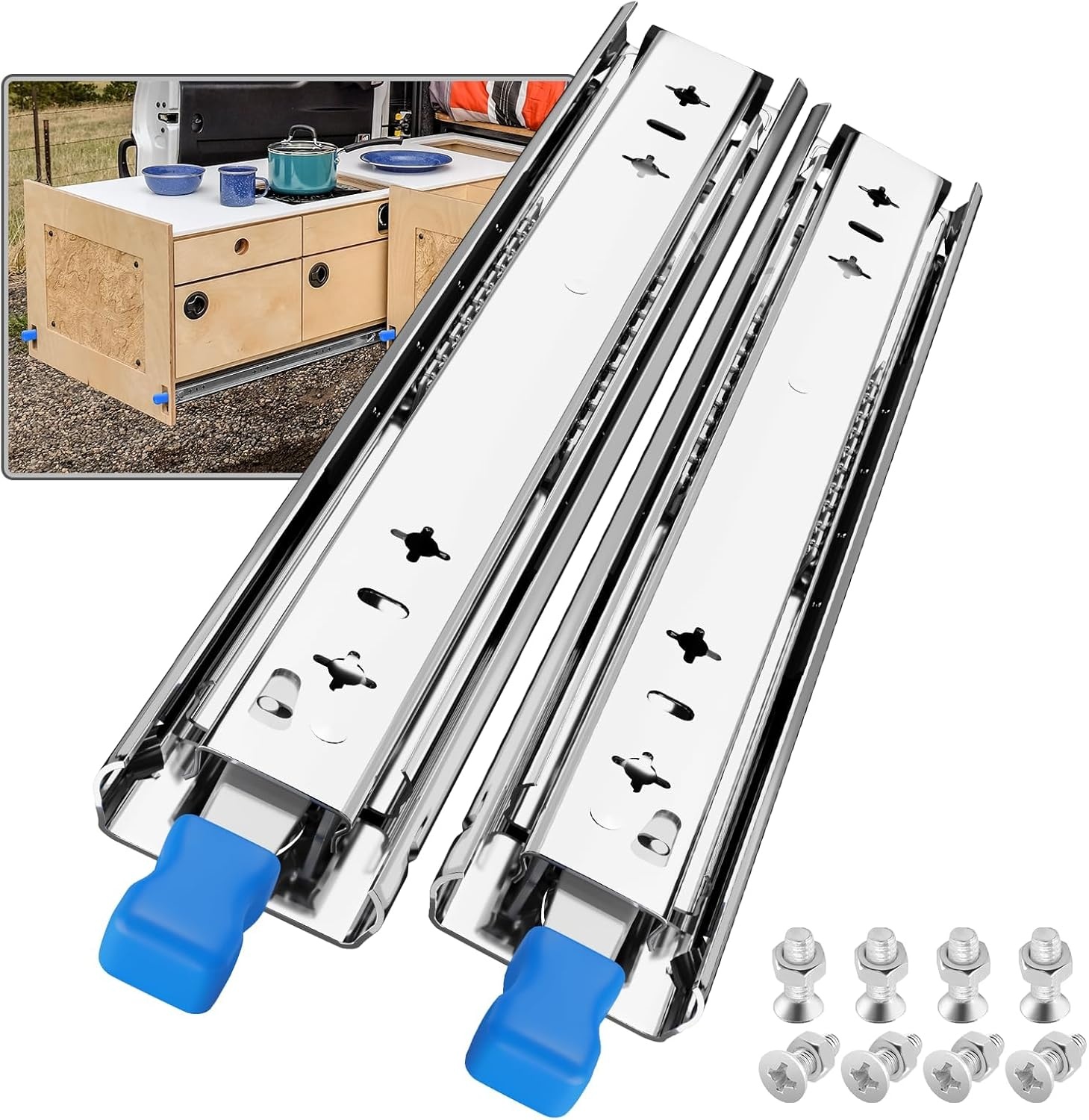 SHUHANG Zware Ladegeleiders met Vergrendeling, 120 kg Draagvermogen, Kogellager Ladegeleiders, 300-1000 mm, Zijmontage