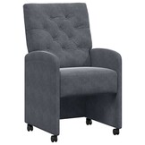 VidaXL Eetstoelen met Wielen - Donkergrijs Fluweel (2 stuks)