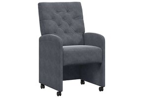 VidaXL Eetstoelen met Wielen - Donkergrijs Fluweel (2 stuks)