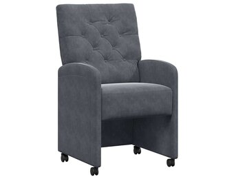 VidaXL Eetstoelen met Wielen - Donkergrijs Fluweel (2 stuks)