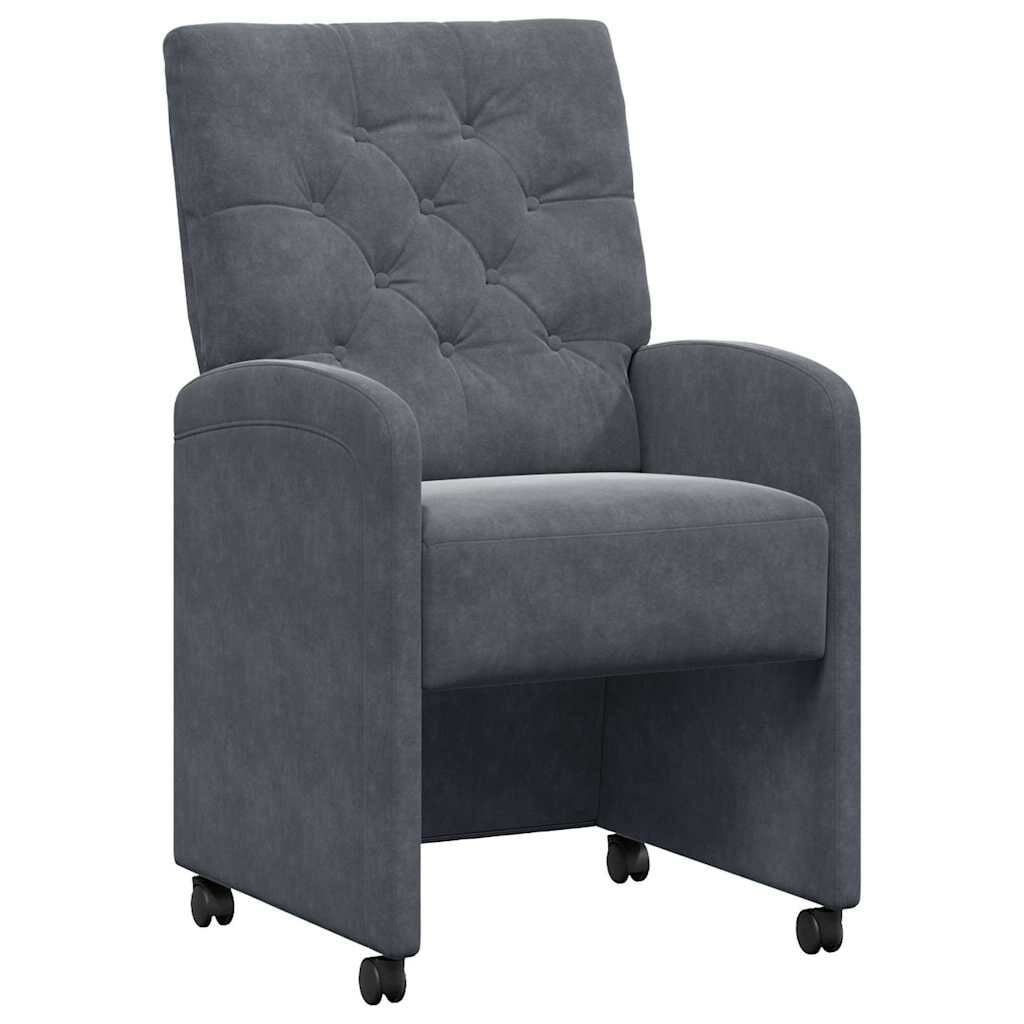 VidaXL Eetstoelen met Wielen - Donkergrijs Fluweel (2 stuks)