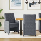 VidaXL Eetstoelen met Wielen - Donkergrijs Fluweel (2 stuks)