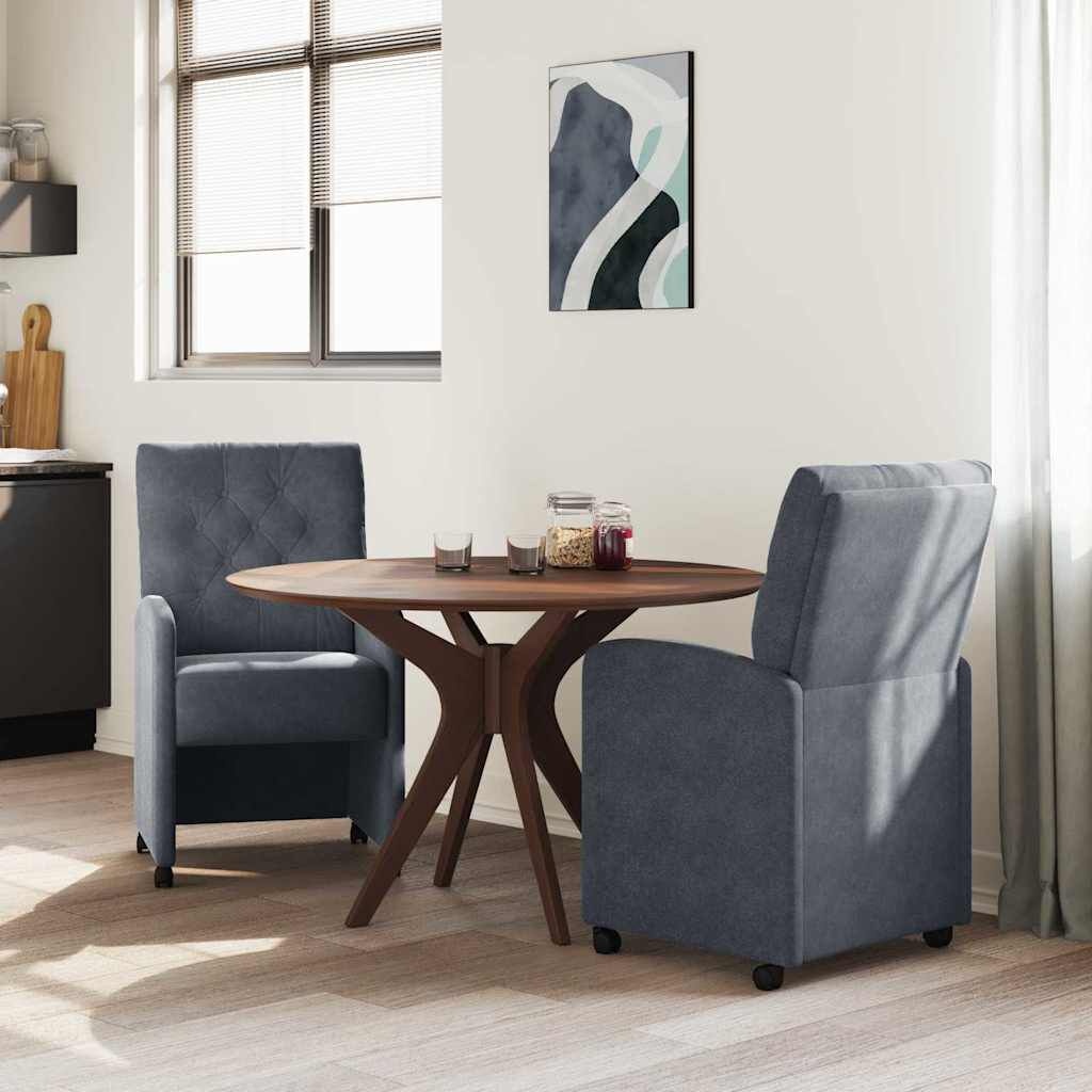VidaXL Eetstoelen met Wielen - Donkergrijs Fluweel (2 stuks)