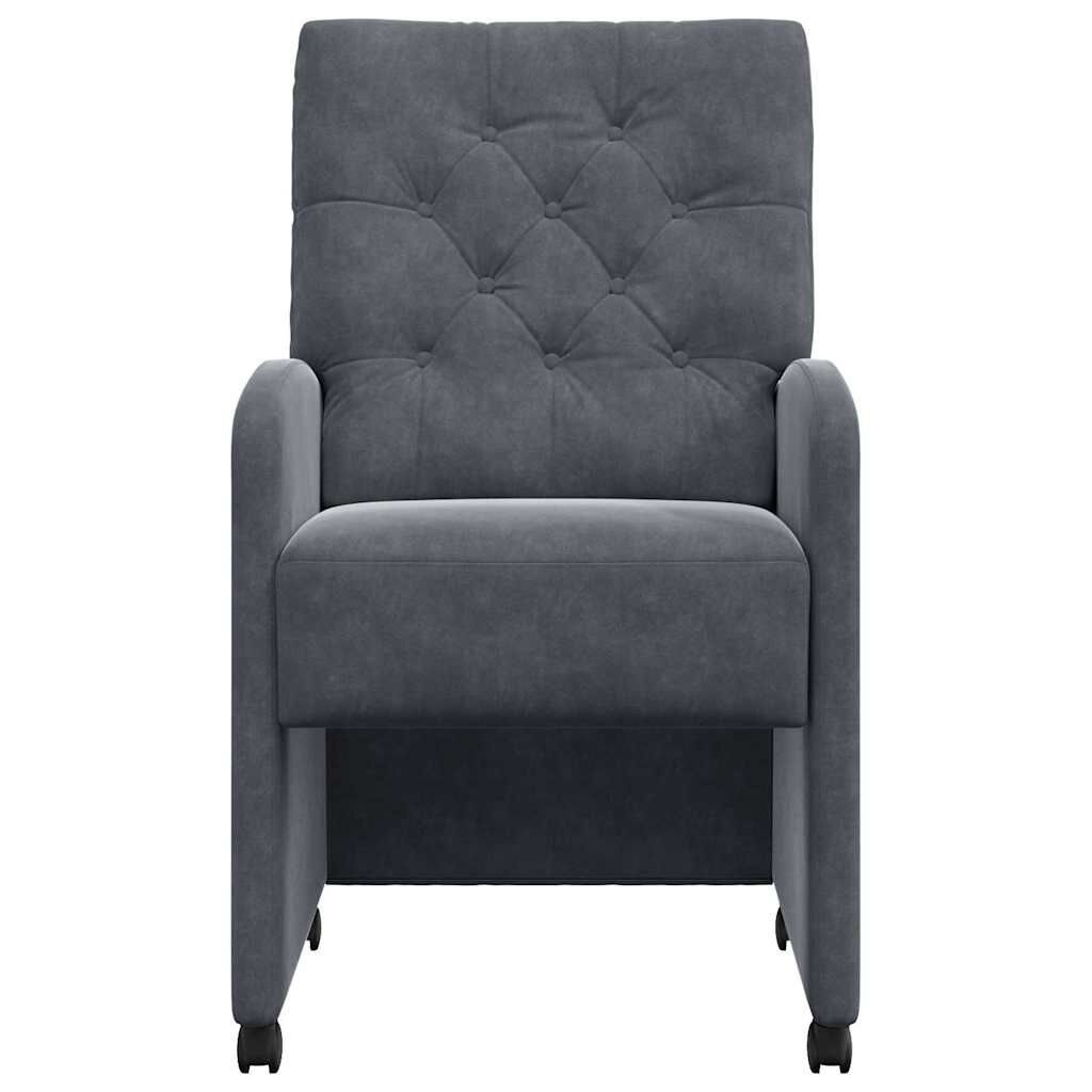 VidaXL Eetstoelen met Wielen - Donkergrijs Fluweel (2 stuks)