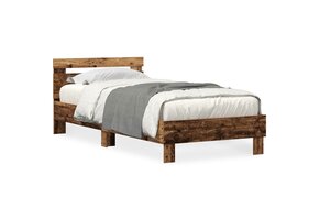 vidaXL Hout Bedframe met LED Hoofdeinde - 90x190 cm - 41% Korting