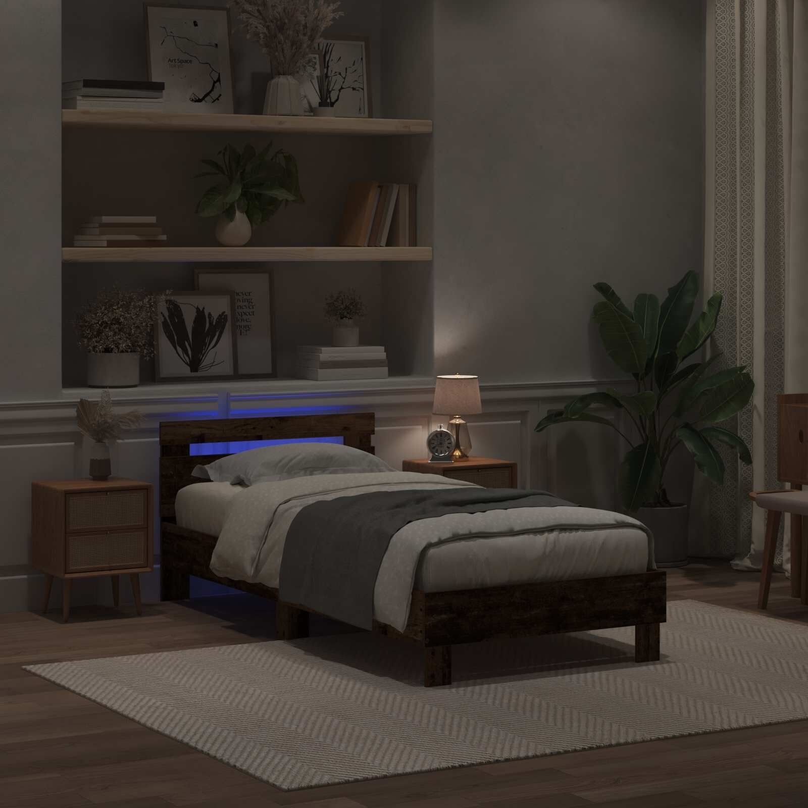 vidaXL Bedframe met Led - Oud Hout - 90x190 cm - 34% Korting