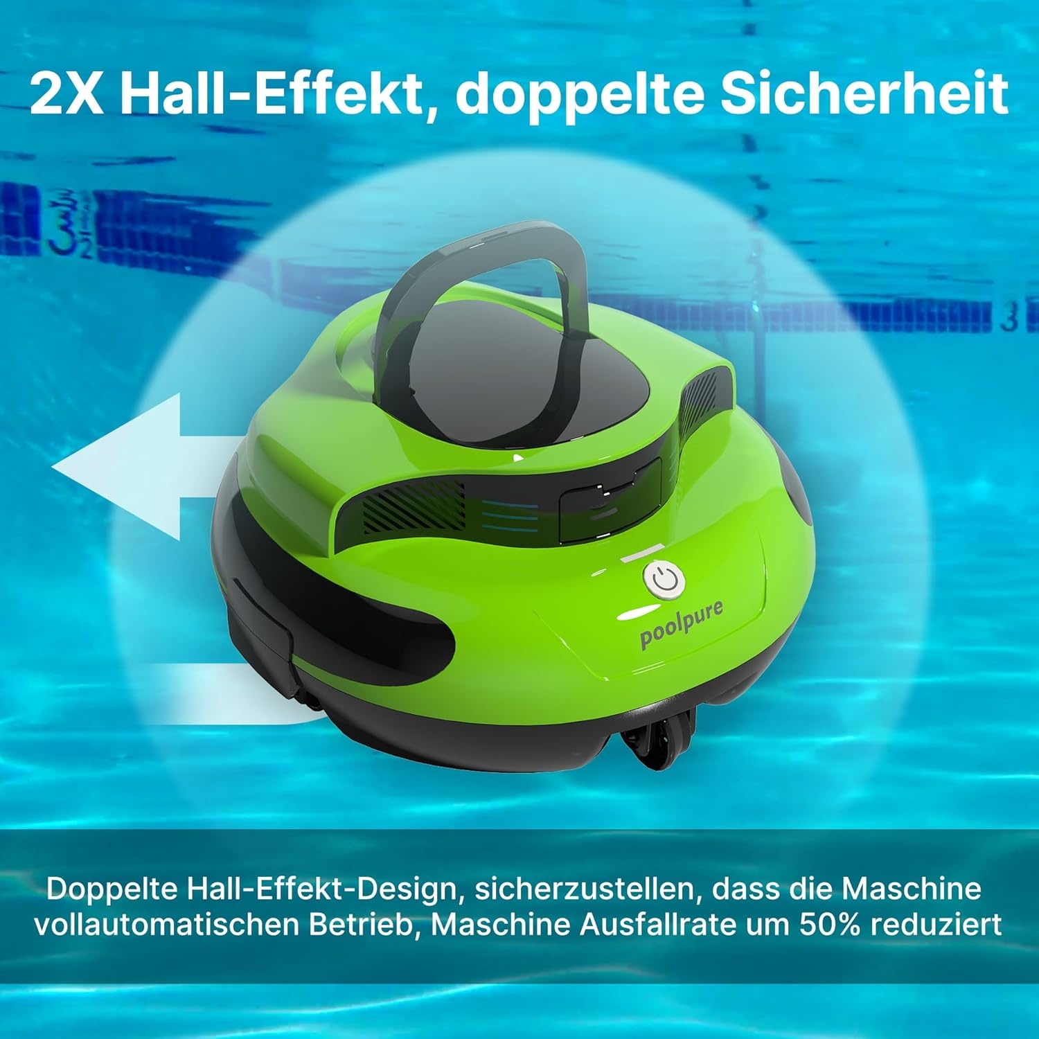 Draadloze Zwembadrobot tot 90m² - 100 min - Dubbele Motor - Groen (35% Korting)