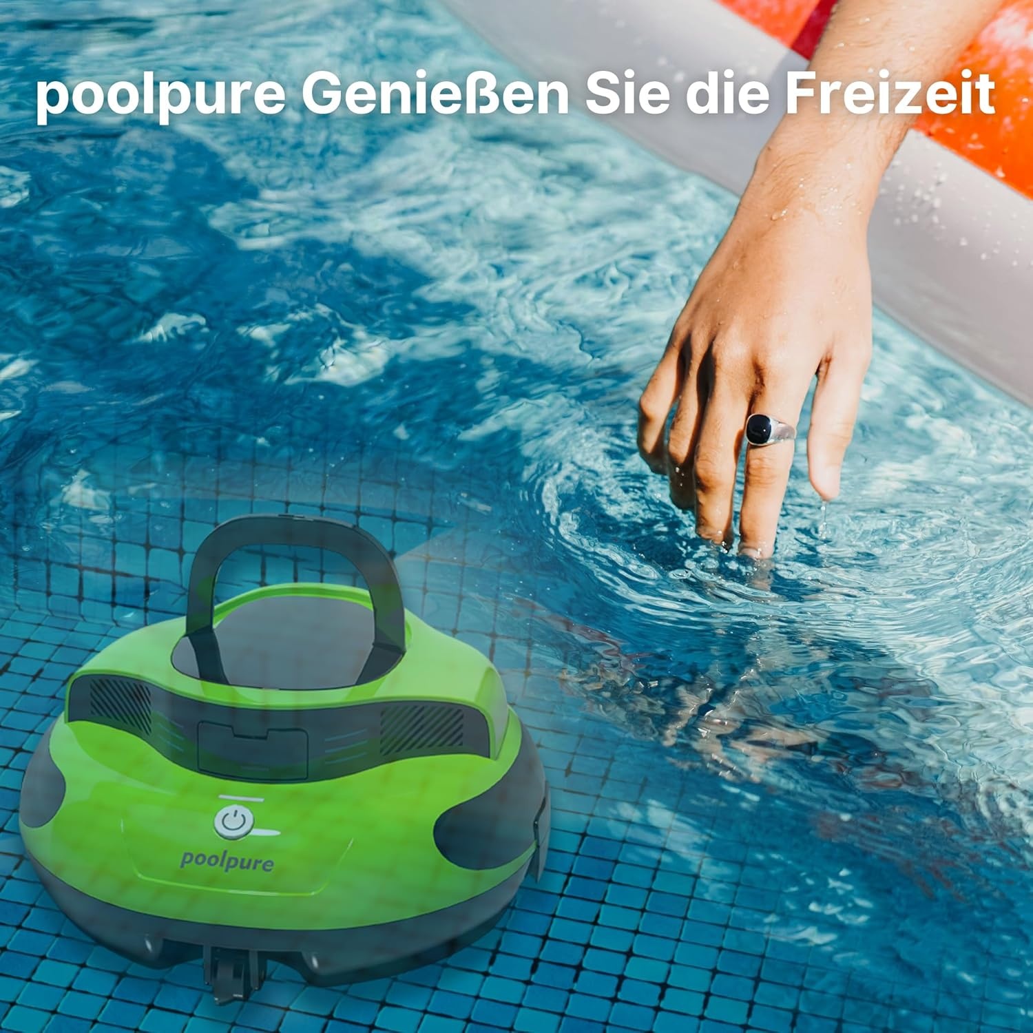 Draadloze Zwembadrobot tot 90m² - 100 min - Dubbele Motor - Groen (35% Korting)
