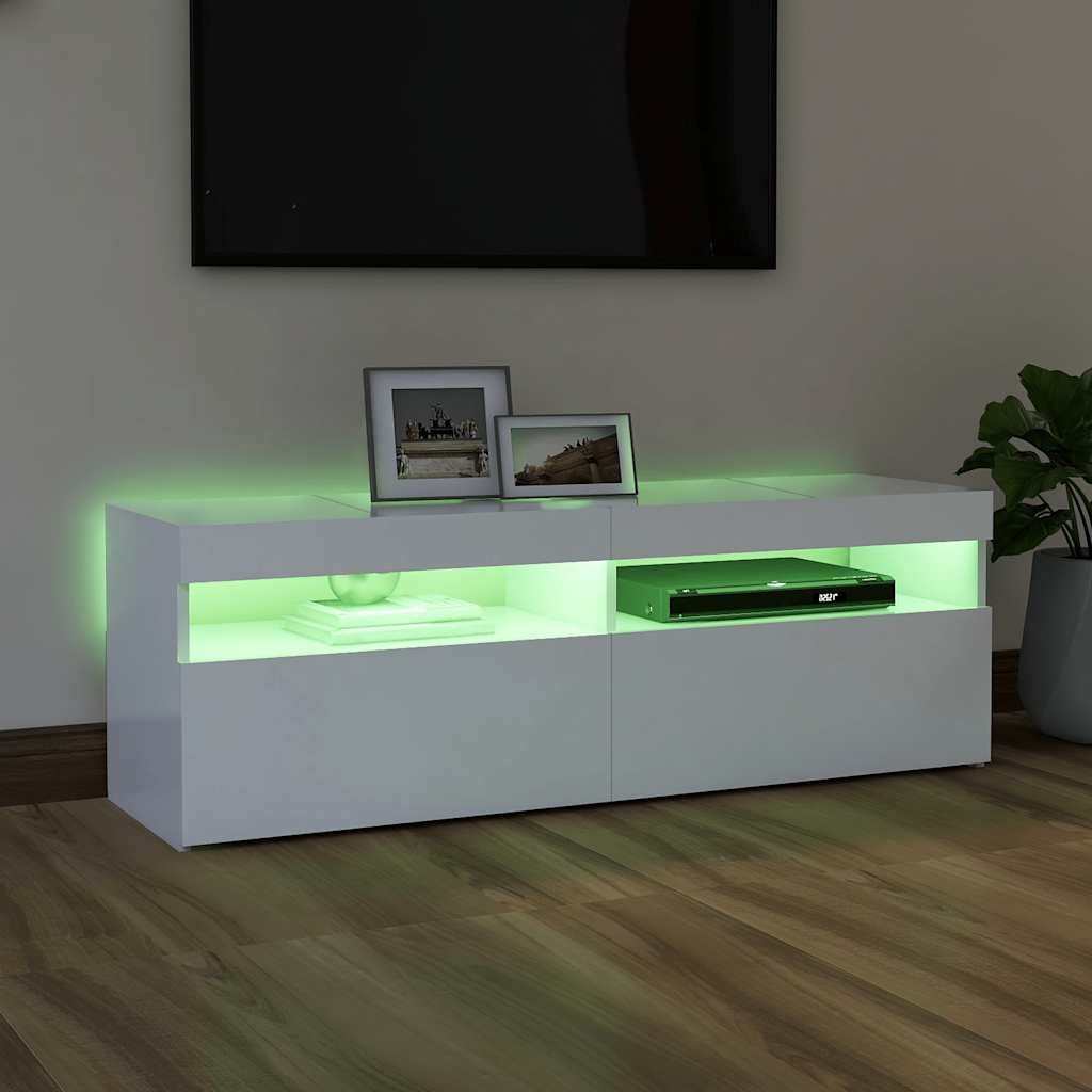 TV-meubel met LED-verlichting 120x35x40 cm Wit - 54% Korting
