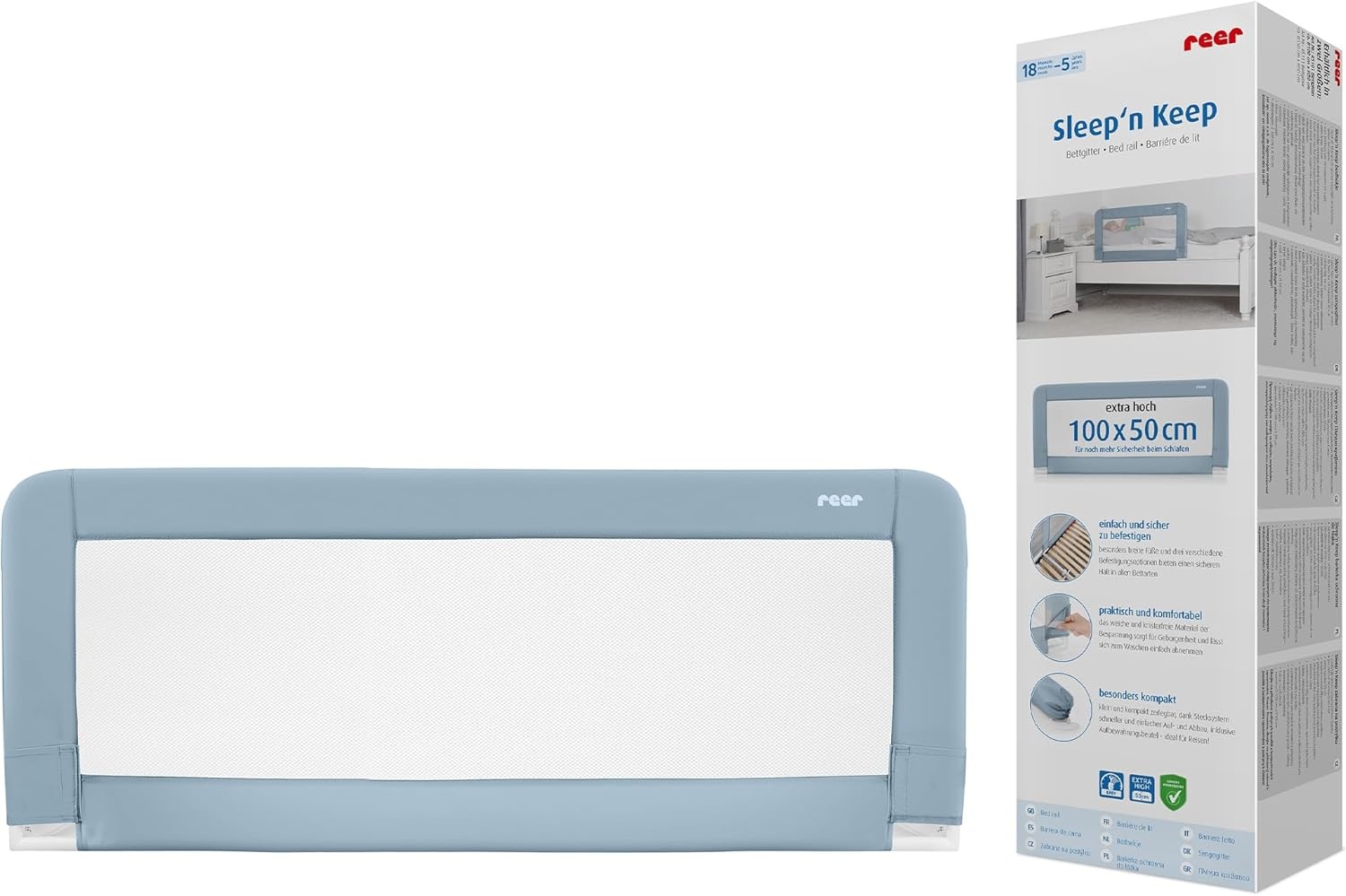 Blauw Bedhek Kinderbed - 100cm Lang, 50cm Hoog - Valbescherming