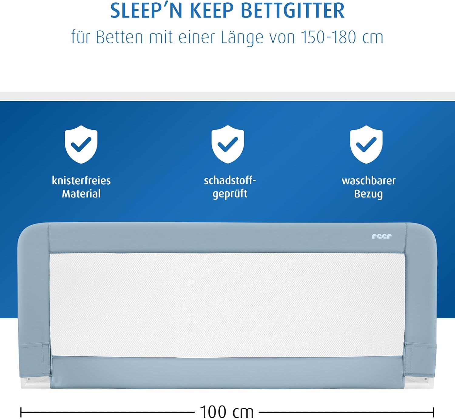 Blauw Bedhek Kinderbed - 100cm Lang, 50cm Hoog - Valbescherming