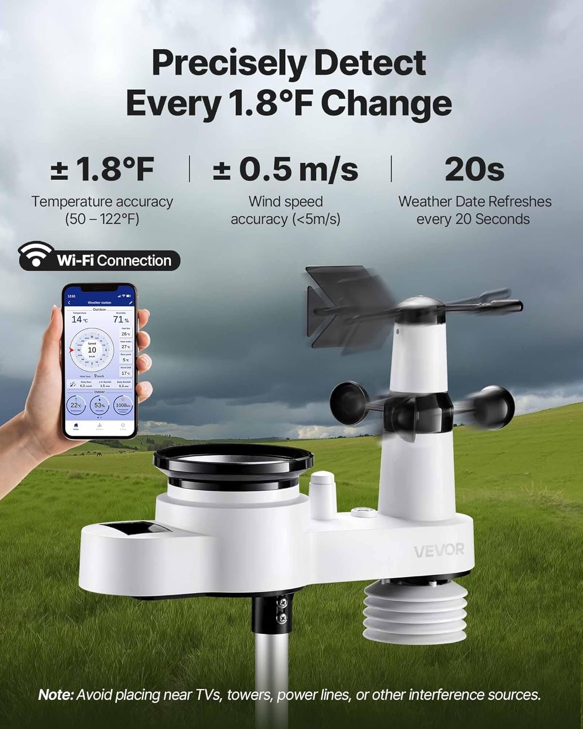 Weerstation 5-in-1 Zwart met 7,5" Display & Wi-Fi | 34% Korting