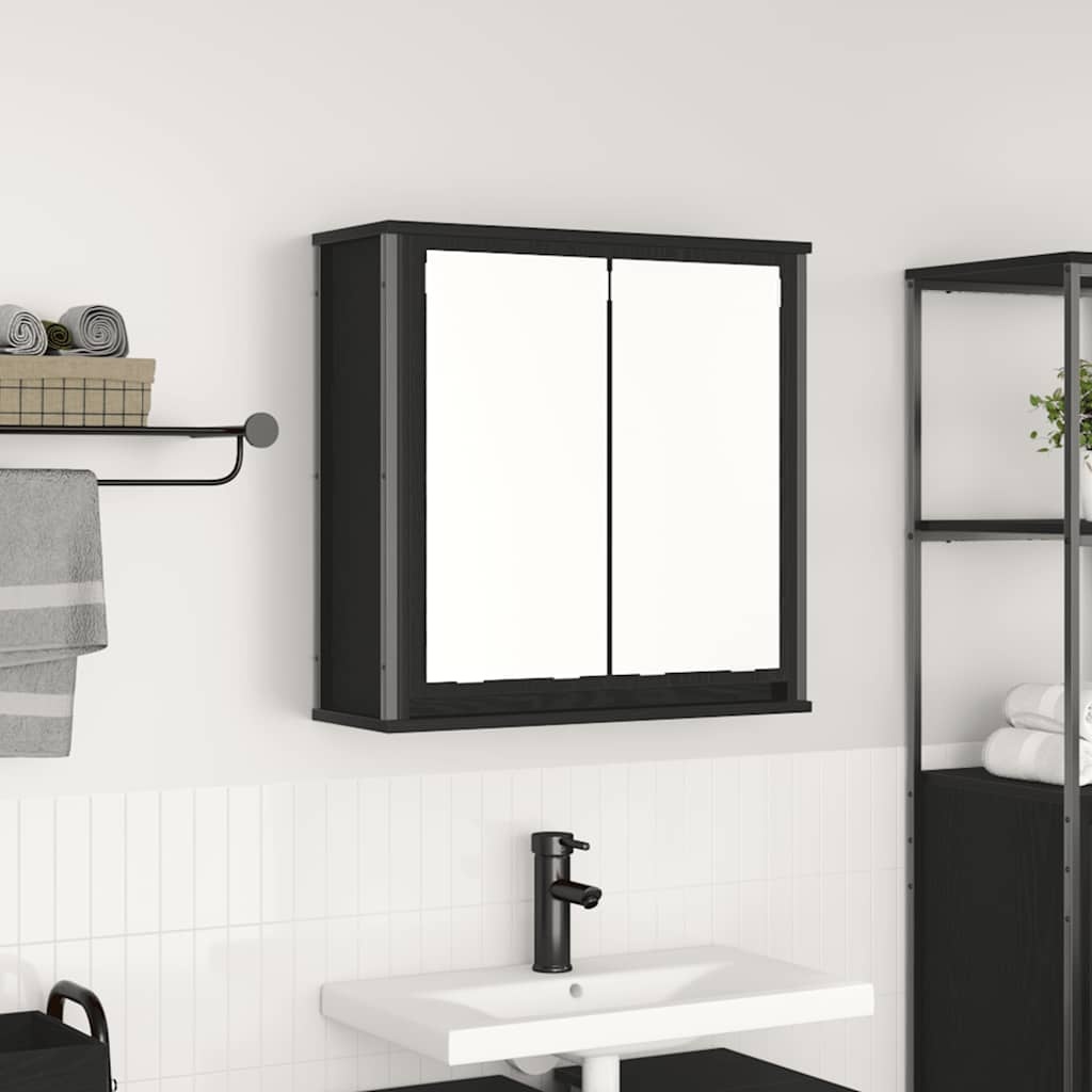 Badkamerwandkast met Spiegel 60x21x60cm Zwart Eiken - 34% Korting!