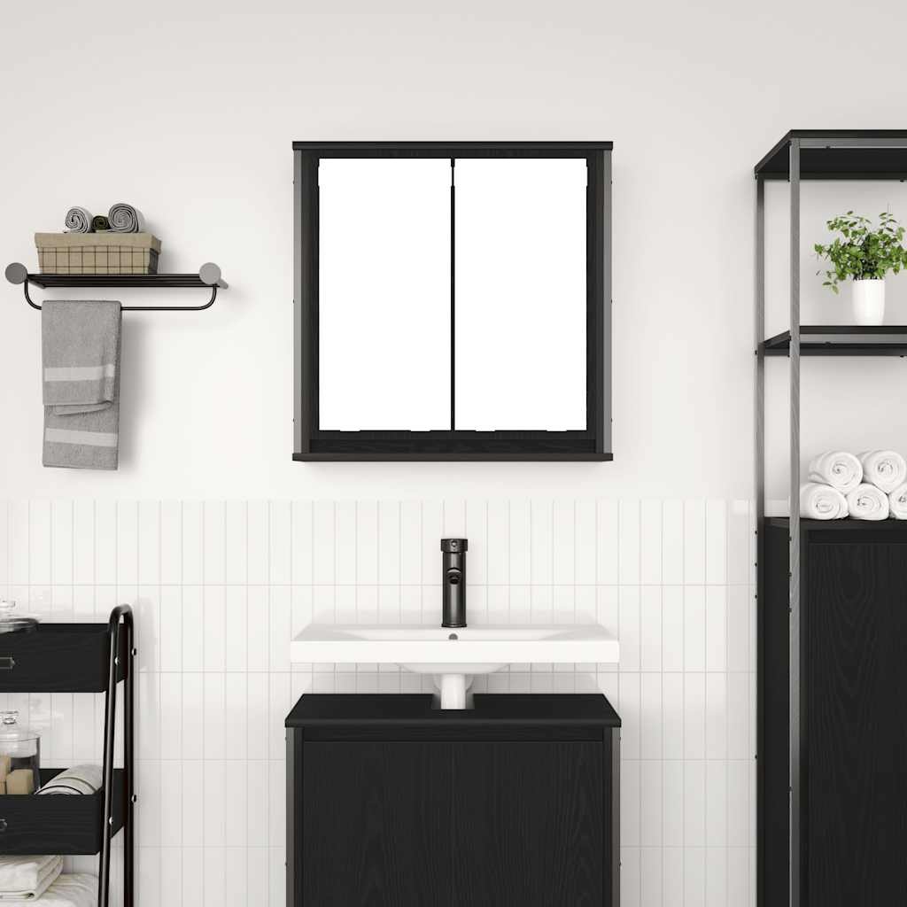 Badkamerwandkast met Spiegel 60x21x60cm Zwart Eiken - 34% Korting!