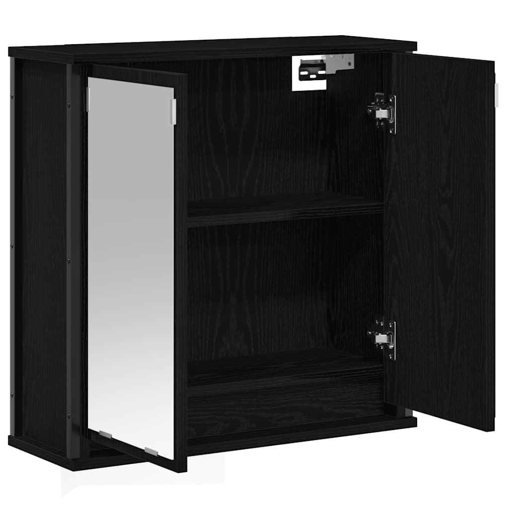Badkamerwandkast met Spiegel 60x21x60cm Zwart Eiken - 34% Korting!