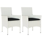 vidaXL Tuinstoelen met kussens, Poly Rotan Wit - 47% Korting