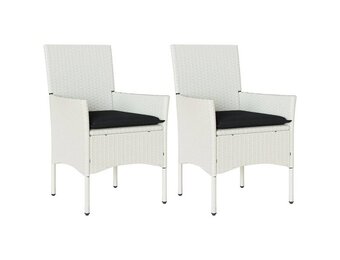 vidaXL Tuinstoelen met kussens, Poly Rotan Wit - 47% Korting