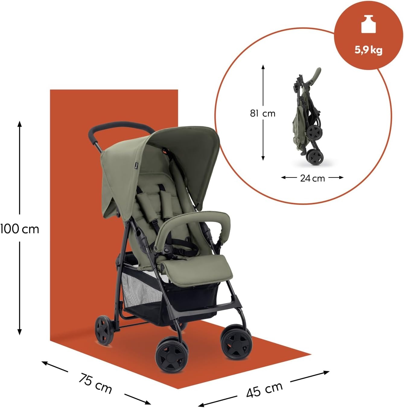 Lichtgewicht Buggy 5,9kg, Compact Inklapbaar, Ligstand - 34% Korting!