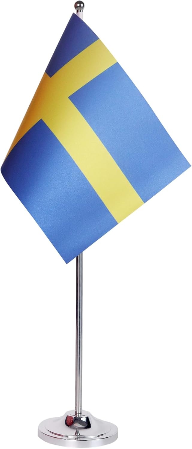 Zweedse Tafelvlag Satijn 22x15cm met Voet & Paal - 78% Korting
