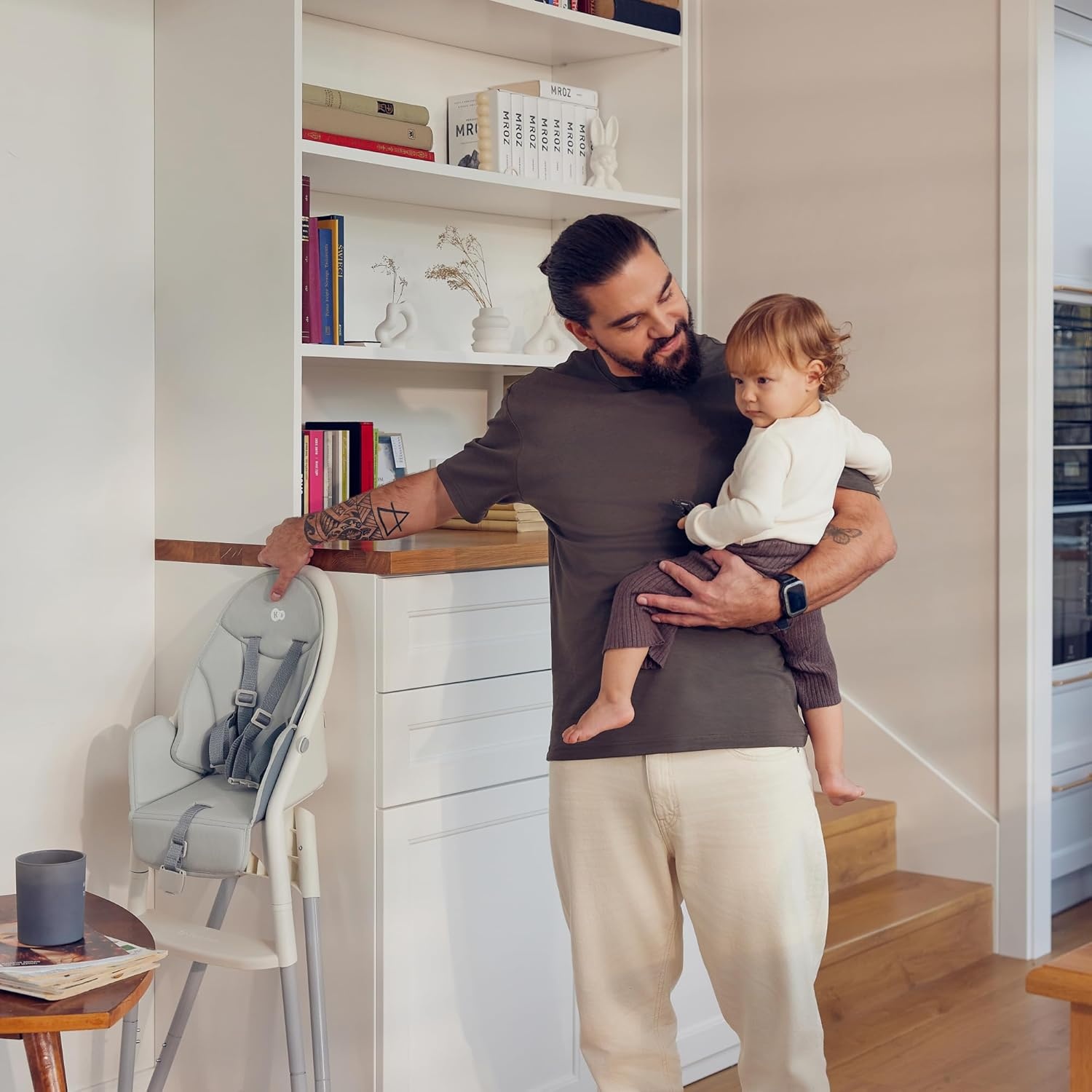 Kinderstoel DINNLY Zitverhoger - 6m-5jr - Lichtgrijs - 34% Korting