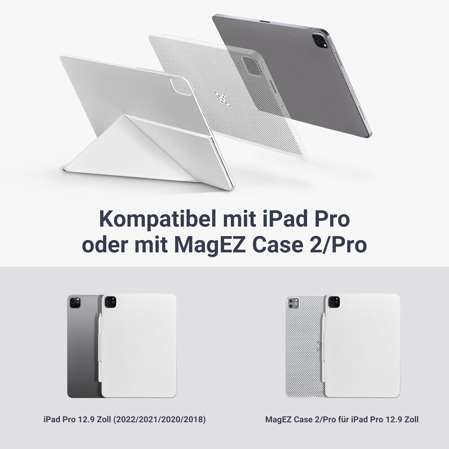 iPad Air 13" 2024 & Pro 12.9" Hoes | Wit, Lichtgewicht 325g, PU Leer, Penhouder, Standaard, 76% Korting