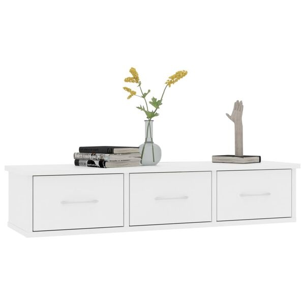 Wandschap met 3 Lades, Bewerkt Hout Wit - 34% Korting!