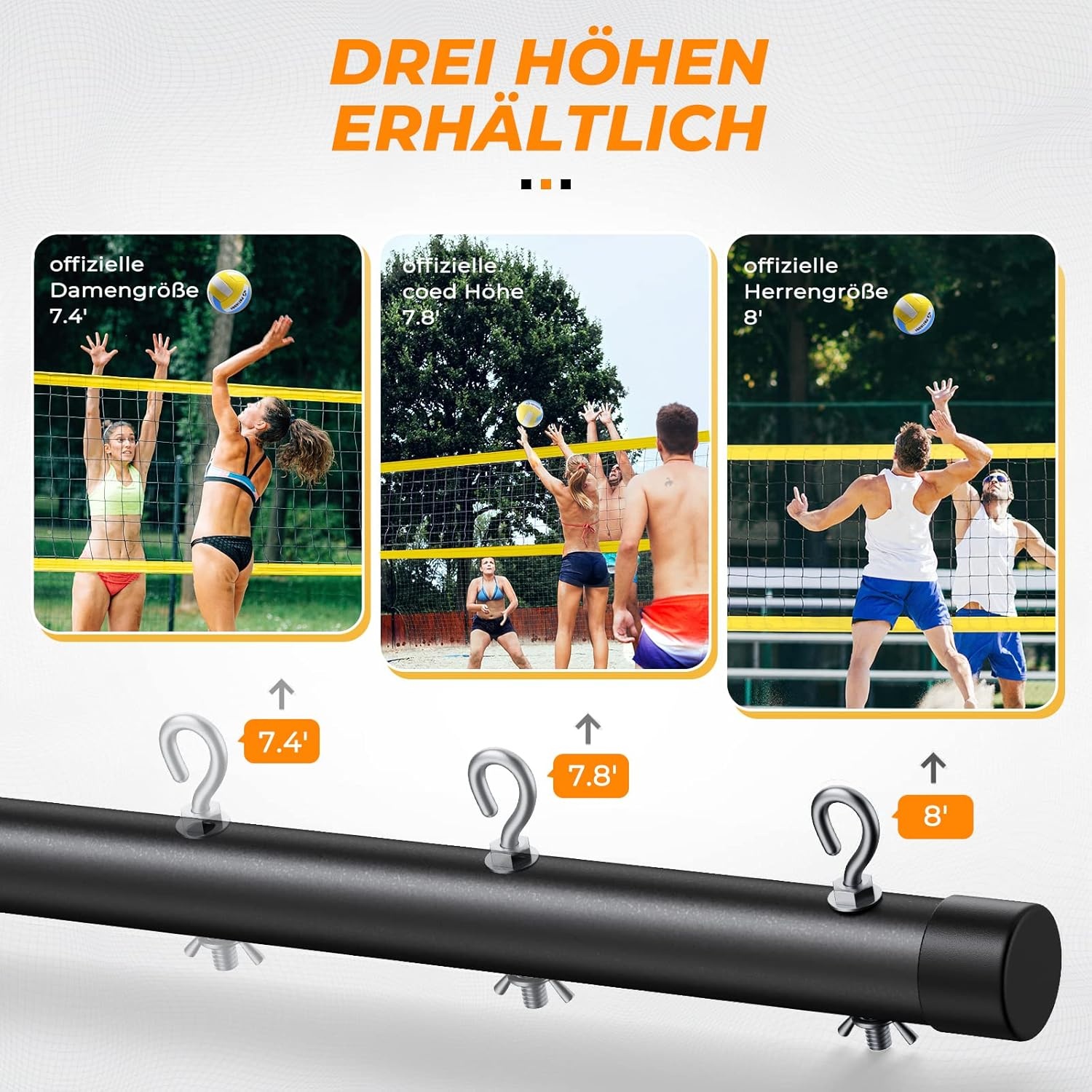 Volleybalnet Set 9,5m met Verstelbare Hoogte & Bal - 34% Korting