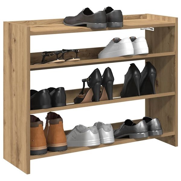 Schoenenrek 80x25x62 cm Bewerkt Hout Artisanaal Eiken - 34% Korting