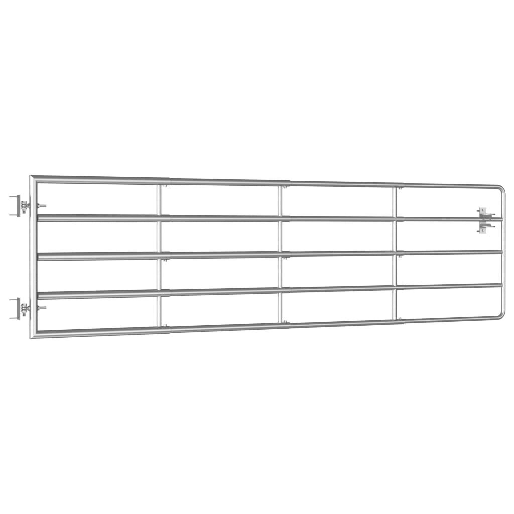 vidaXL Poort met 5 Stangen (115-300)x90 cm Staal Zilver - 35% Korting