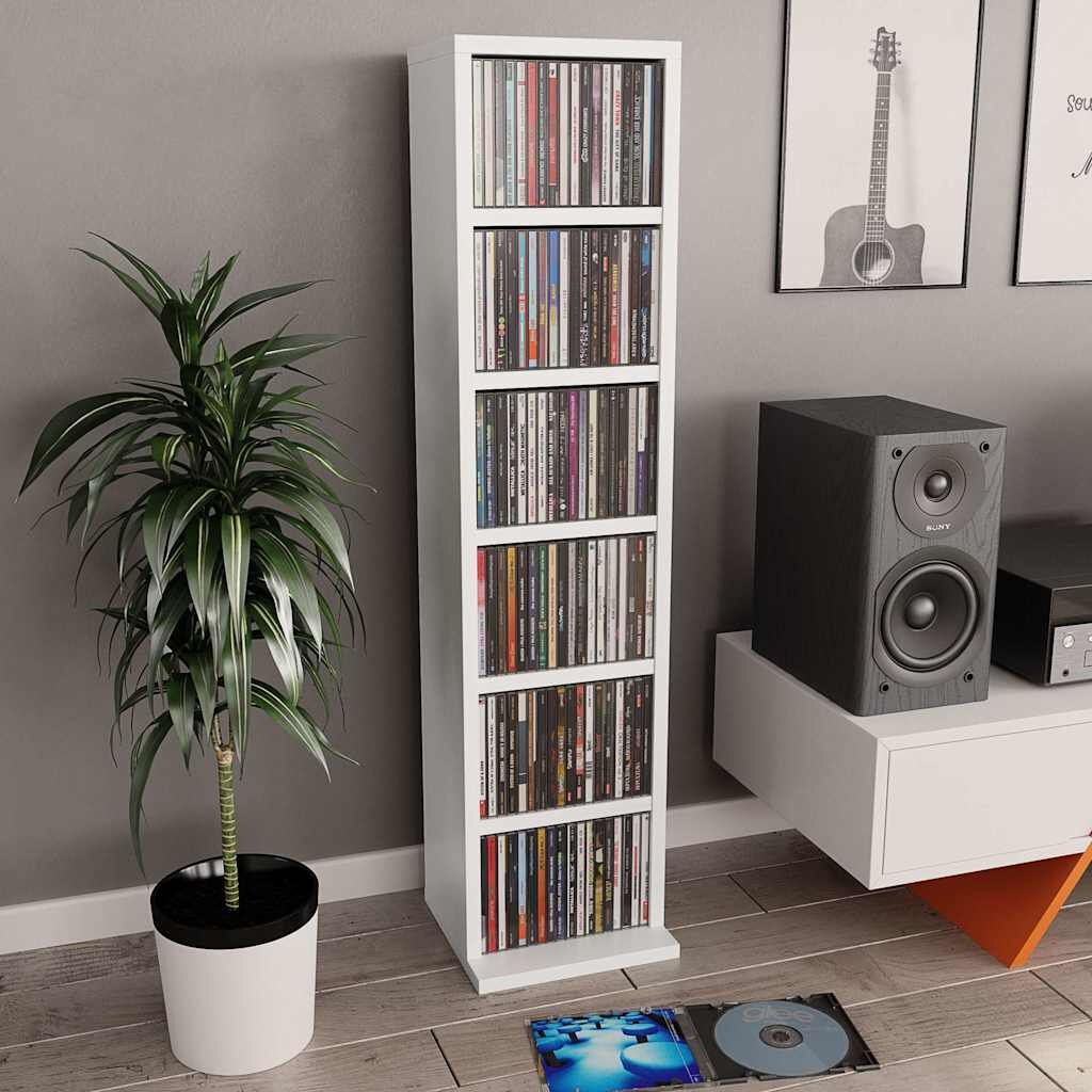 Cd-kast Wit 21x20x88cm Bewerkt Hout - 59% Korting
