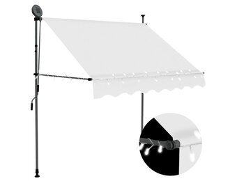 vidaXL Luifel Handmatig Uitschuifbaar met LED (200cm Crèmekleurig) - 34% Korting!