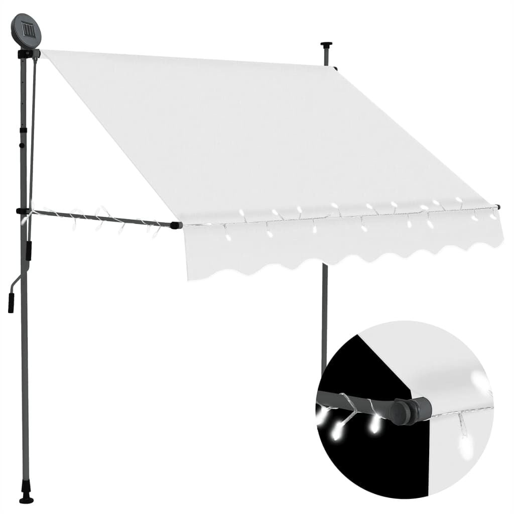 vidaXL Luifel Handmatig Uitschuifbaar met LED (200cm Crèmekleurig) - 34% Korting!